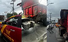 Vídeo: homem é resgatado após fios de poste caírem na cabine de caminhão, em Jaraguá