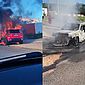 Carro é consumido por chamas e fica destruído na Avenida Gustavo Paiva; veja vídeos