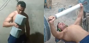 Homem cria academia de concreto com R$ 300 e treinos fazem sucesso no Ceará