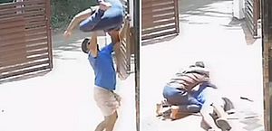 Vídeo: homem agarra irmão e o salva de queda do telhado de casa