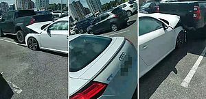 Audi avaliado em R$ 420 mil bate em dois carros no estacionamento de shopping, em Maceió