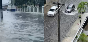 FOTOS E VÍDEOS: chuva em Maceió deixa ruas alagadas e carros submersos